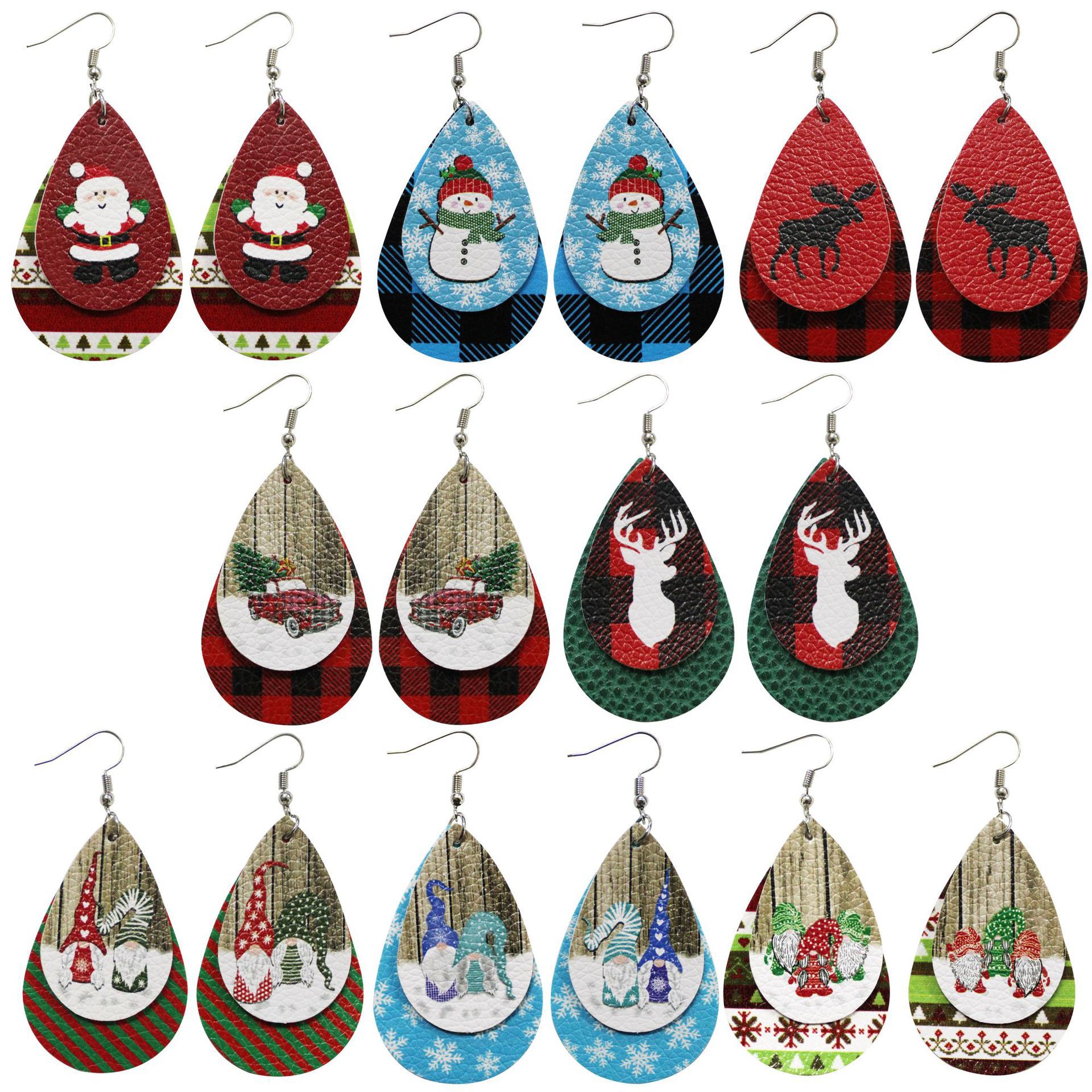 

New Style PU leather glitter sparkly Oval Earrings Fashion Dangle Earrings for Women