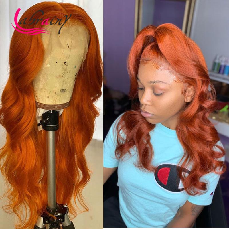 

Ginger 13x6 Closure Lace Front Wigs Orange HD Lace Frontal Human Hair Wigs Pre Plucked Baby Hair Wig Boday Wave Glueless Bob, As pic