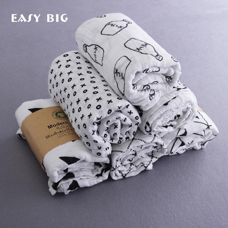 

EASY BIG 120*120CM Organic Cotton Muslin Baby Swaddle Blanket Soft Newborn Baby Bath Towel Multi Functions Wrap B00021, Panda