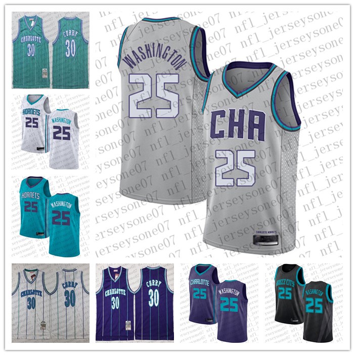 

2020 Custom Men womens charlotte Hornets 25 Alonzo Mourning #30 Dell Curry Purple 1995 All Star Throwback Stitched Basketball Jersey, Black