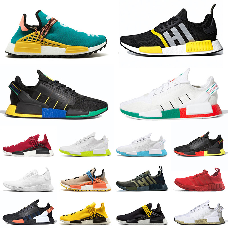 

Pharrell Williams Top Quality Mens Human Race Outdoor Running Shoes NMD R1 V2 Rio De Janeiro Mexico City Women Trainers Sne, C5 sun glow 36-47