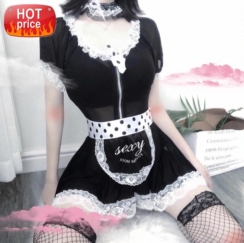 

Lolita Sweet Maid Dress Womens Anime Cosplay Costumes Lingerie Lace Babydoll Japanese Cute School Girl Costume Maid Outfit #pc0L, Black;white