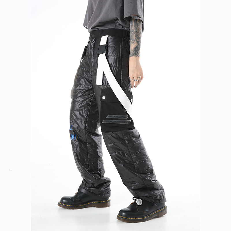 

2021 New Harajuku Pockets Windbreaker Thick Casual Pants Men and Women Straight Baggy Winter Trousers Hip Hop Oversize Overalls Nog3, Green