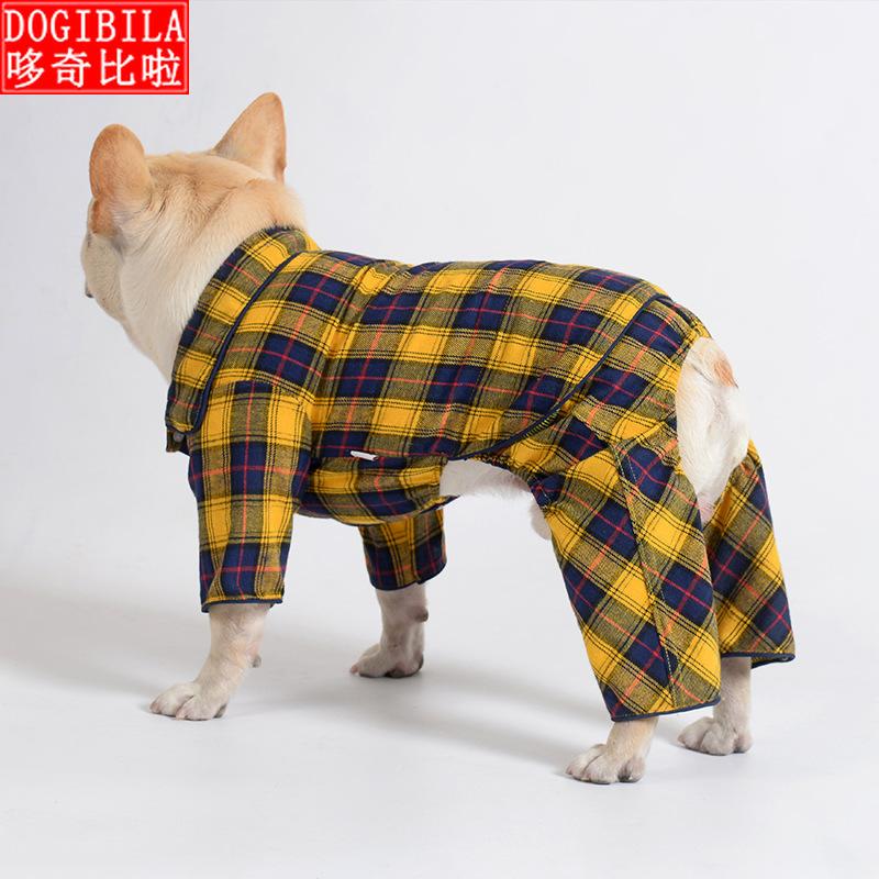 

Spring new pet clothes cotton plaid shirt pants suit new trend dog clothes, Red