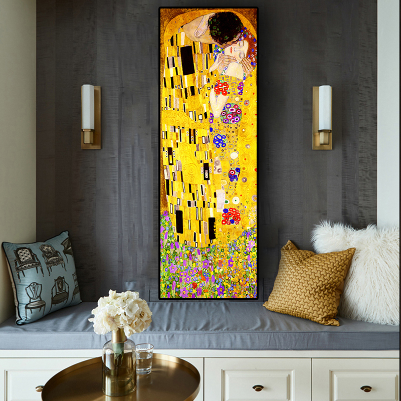 

Classic Artist Gustav Klimt kiss Abstract Oil Painting on Canvas Print Poster Modern Art Wall Pictures For Living Room Cuadros Y20
