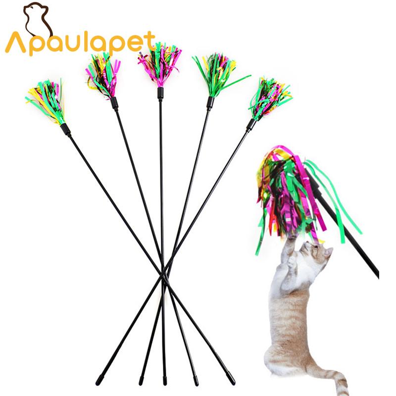 

APAULAPET Cat Toy 10pcs Training Cat Stick Pet Toy Teaser Ringing Paper Pet Toys Supplier Plastic Product