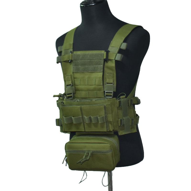 

3 Chest Rig Tactical Vest Army Molle Magazine Pouch Holster Pack Combat Equipment Men CS Wargame Hunting Vest, Black