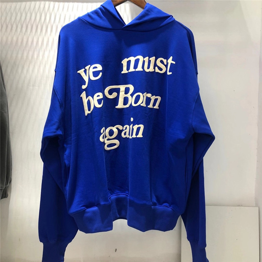 

2021 New Blue Kanye West Cpfm Kid Cudi Hoodie Hoody Men Women Loose Ye Must Be Born Again Pullover Uprc