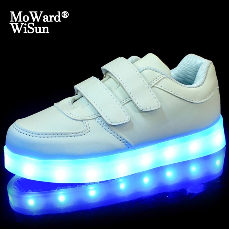 

Size 25-35 LED Shoes for Kids Girls Boys USB Charge Glowing Lighted Shoes Kids Shoes with Lights Luminous Sneakers for Children 201112, B6-black