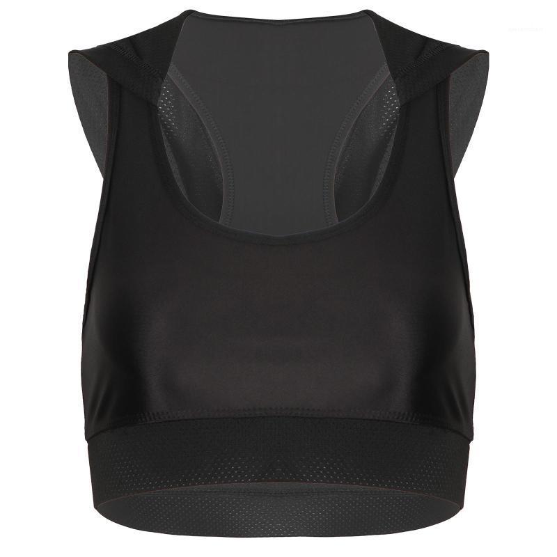

YiZYiF Yoga Bra Sports Crop Top Woman Brassiere Femal Dancing Push Up Fitness Hooded Athletic Vest Running Breathable1, Black