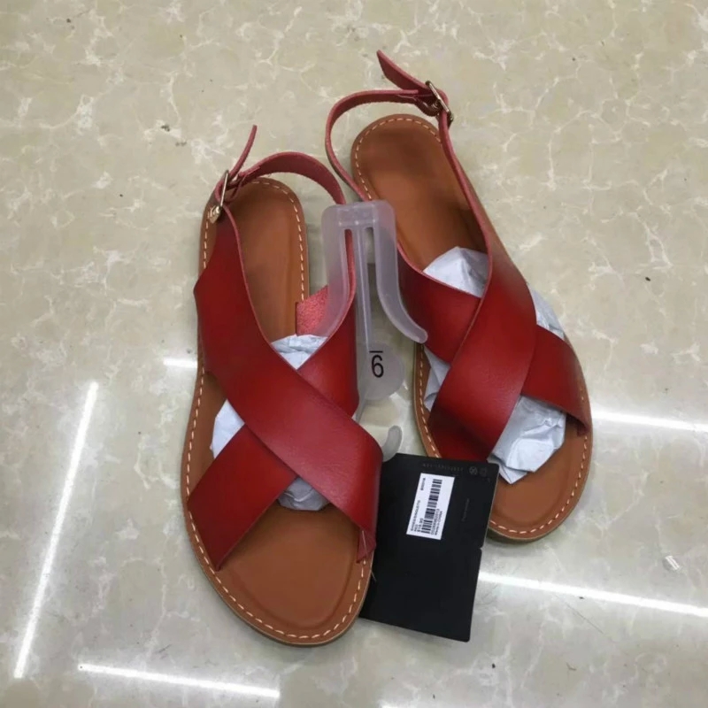 

Sandals Women 2021 Fashion Flat Gladiator Solid Back Strap Cross Leather Sandalias Mujer Large Size Female Footwear Shoes Woman #Rr3P, Beige