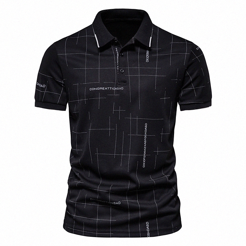 Men's Golf Shirt Tennis Shirt Letter Collar Street Daily Button-Down Short Sleeve Tops Business Casual Simple Style Comfortable White Black