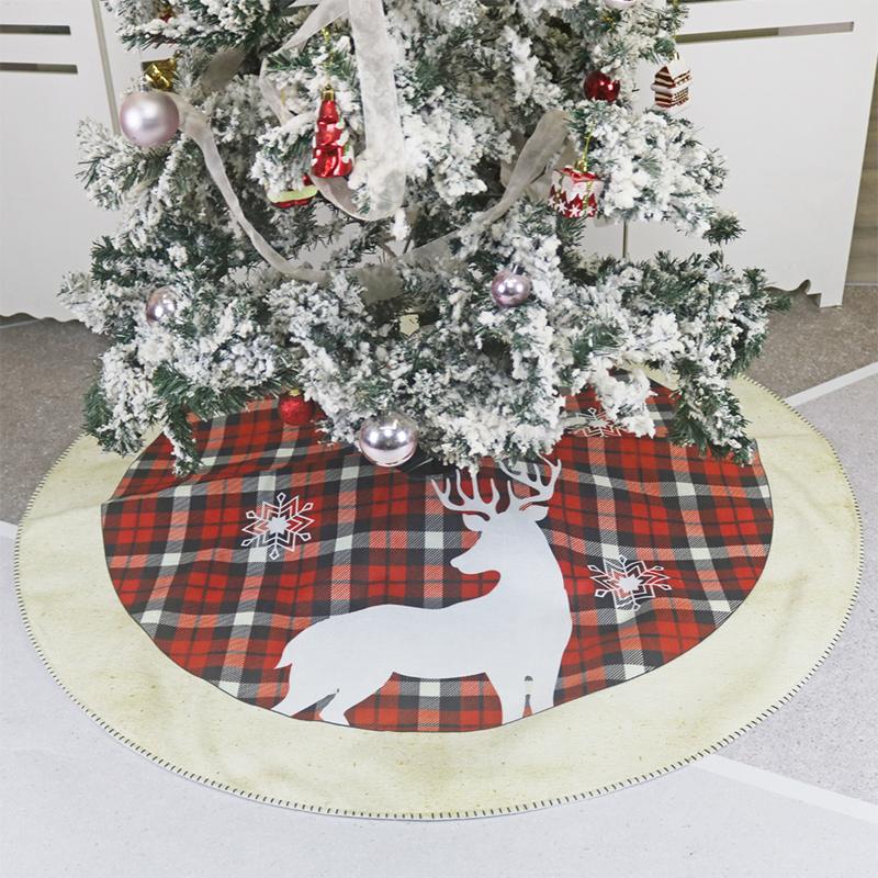 

Christmas Tree Skirt, Plaid Elk Snowflake Tree Skirt Christmas Decorations for Home Office
