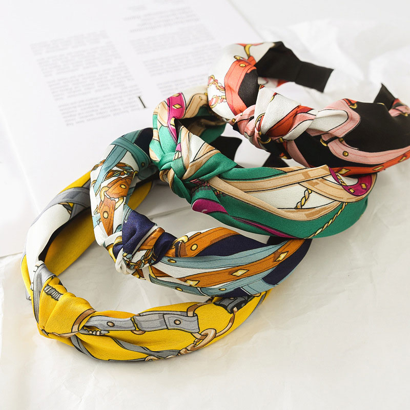 

Korean Printing Hairband Cross Knotted Wash Face Cloth Fabric Head Hoop Wide Brimmed Headband Turban Hair Accessories For Women