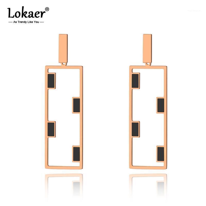 

Lokaer Original Titanium Stainless Steel Geometry Dangle Earrings Bohemia Style Black Glaze Earrings Jewelry For Women E193241