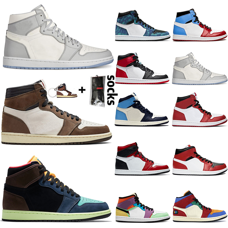 

TOP QUALITY Jumpman High 1 1s MID Light Smoke Grey UNC Mens Women Basketball Shoes Designer Obsidian UNC Patent FEARLESS Trainers Sneaker, B21 di 36-46