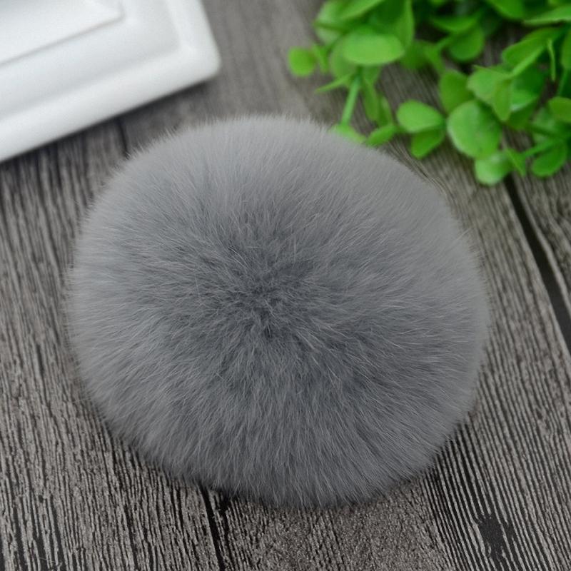 

10cm Nature Genuine Fur Ball Pom Pom Fluffy DIY Winter Hat Skullies Beanies Knitted Cap Pompoms F003-grey, Red