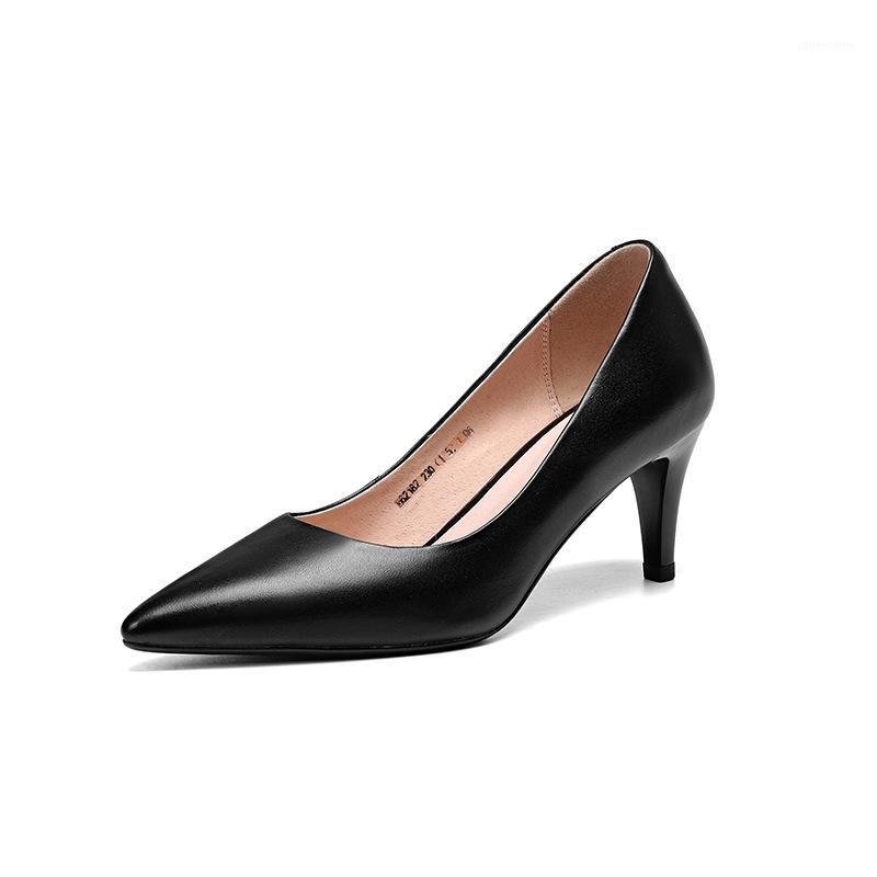 

Dress Shoes 2021 Spring And Summer Full Leather Pointed Women's High Heels Four Seasons Commuter Work Single Women1, Black heel 9cm