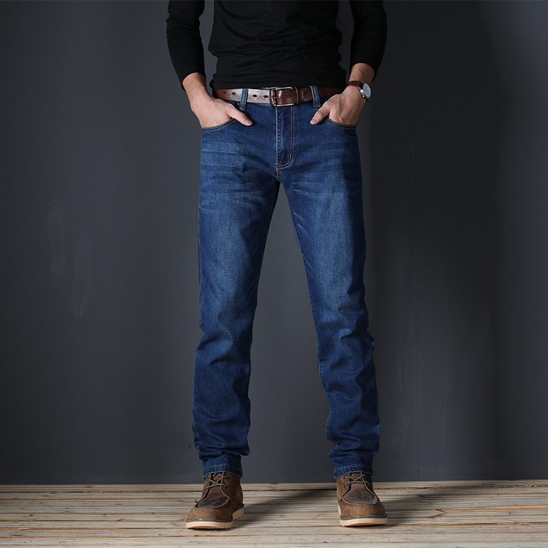

2021 Men's Denim Pants Trousers Male Brand Slim Elastic Jeans Fashion Business Classic Style 7506, Blue