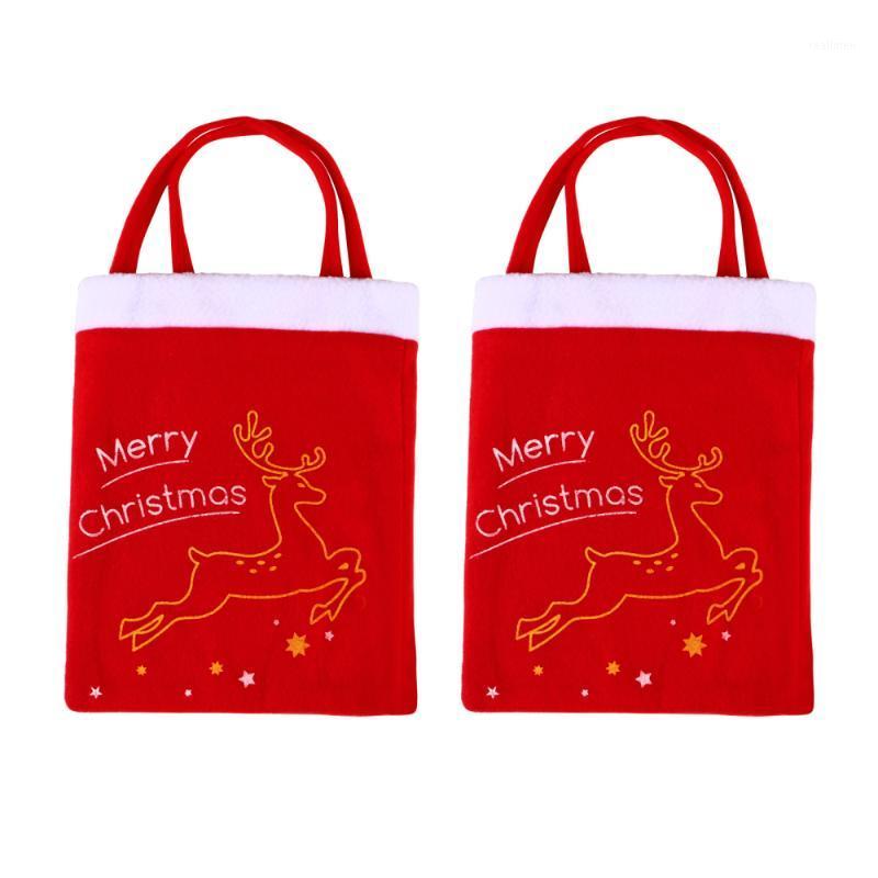 

2pcs Xmas Candy Bags Hand Tote Merry Christmas Gift Bags Creative Party Pouch for Party Baking Gift1