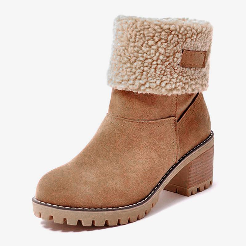 

Women Boots 2020 New Chunky Platform High Heel Boots Warm Plush Snow Woman Winter Shoes Ankle Booties Plus Size 42 43, Orange