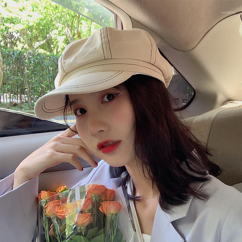 

Boinas Para Mujer Octagonal Hat Summer Thin Korean Style Trendy Wild British Retro Berets Caps for Women Hut Damen Kapelusz 20201, Black