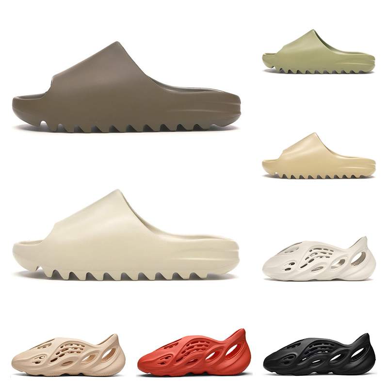 

New kanye west slide men women slippers Bone Desert Sand Resin Earth Brown Ararat runner triple black red mens slides beach hotel sandals, 1 bone