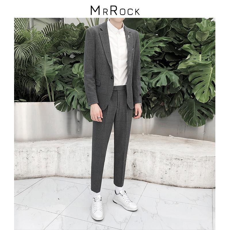 

Casual Loose Men Suits Korean Style Fashion Business Formal High Quality Office Men Suits Blazer Femme Men' Clothing DB60XF, Light grey