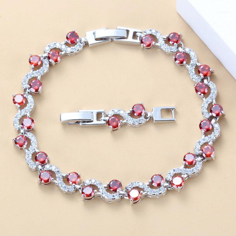 

2020 Now Hot Selling Silver Color Fashion Bridal Costume Red Garnet CZ Length 18+3CM For Women Jewelry1