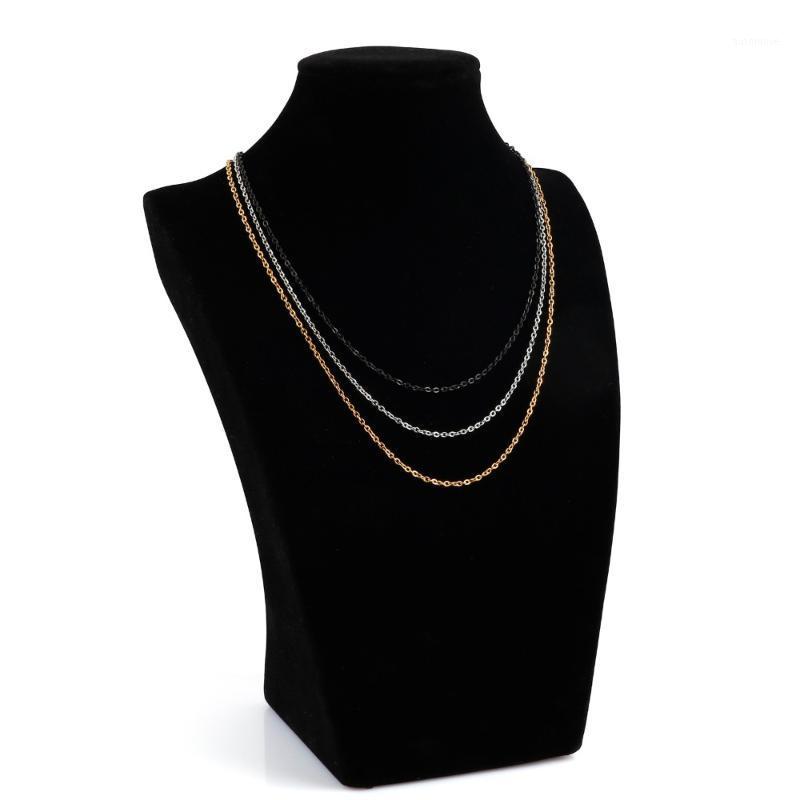 

Stainless Steel Singapore Chains Necklace 2mm Gold//Black Heart Charm Choker Women Birthday Gift To Girlfriend1