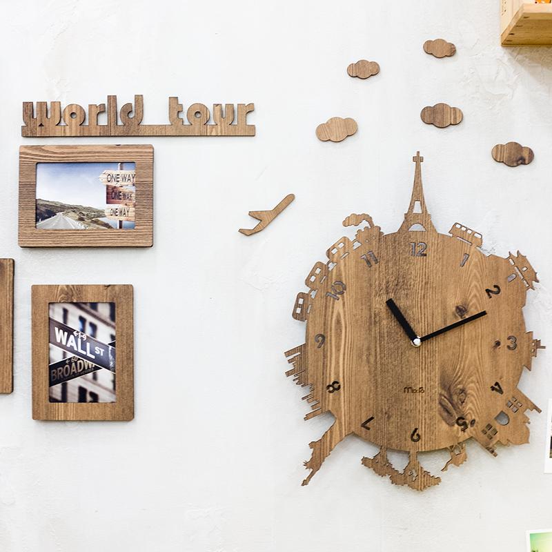 

Wooden Wall Clock Living Room Creative Novelty Antique Fashion Wall Clocks Surrealist Art Duvar Saati Home Decoration EA50ZB