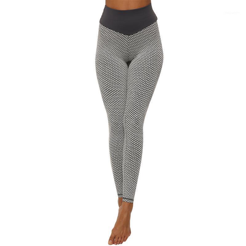 

Women High Waist Workout Knit Jacquard Sexy Leggings Yoga Pants Gym Fitness Running Hip Lift Fashion Elastic Sweat Absorbing1, Grey