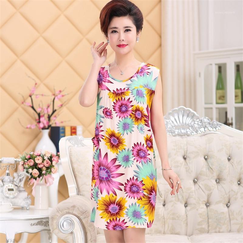 

loose bathrobe Nightdress summer cotton ladies nightdress large size middle-aged and elderly mothers wear home clothes pijama1, Color 9