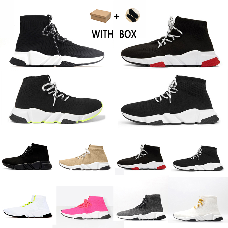 

speed lace-up 2.0 trainer men women shoes sneakers trainers Black Red White Beige Pink Clearsole mens fashion tennis shoe jogging walking, Box