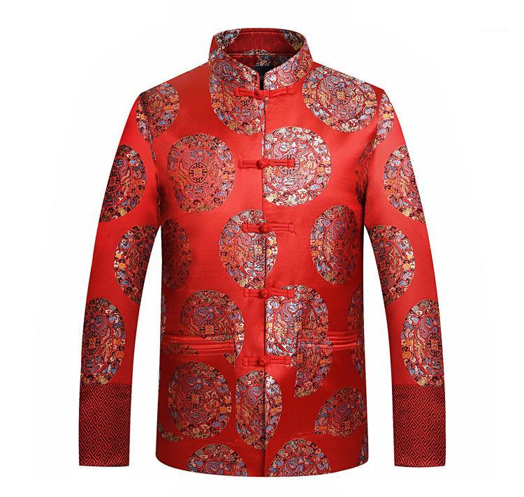 

Men' Jackets Wholesale- Tang Suit Jacket Chinese Traditional Clothes Dragon/Phoenix Embroidery Oriental Button Up Mandarin Collar Wedding, Dragon and phoenix