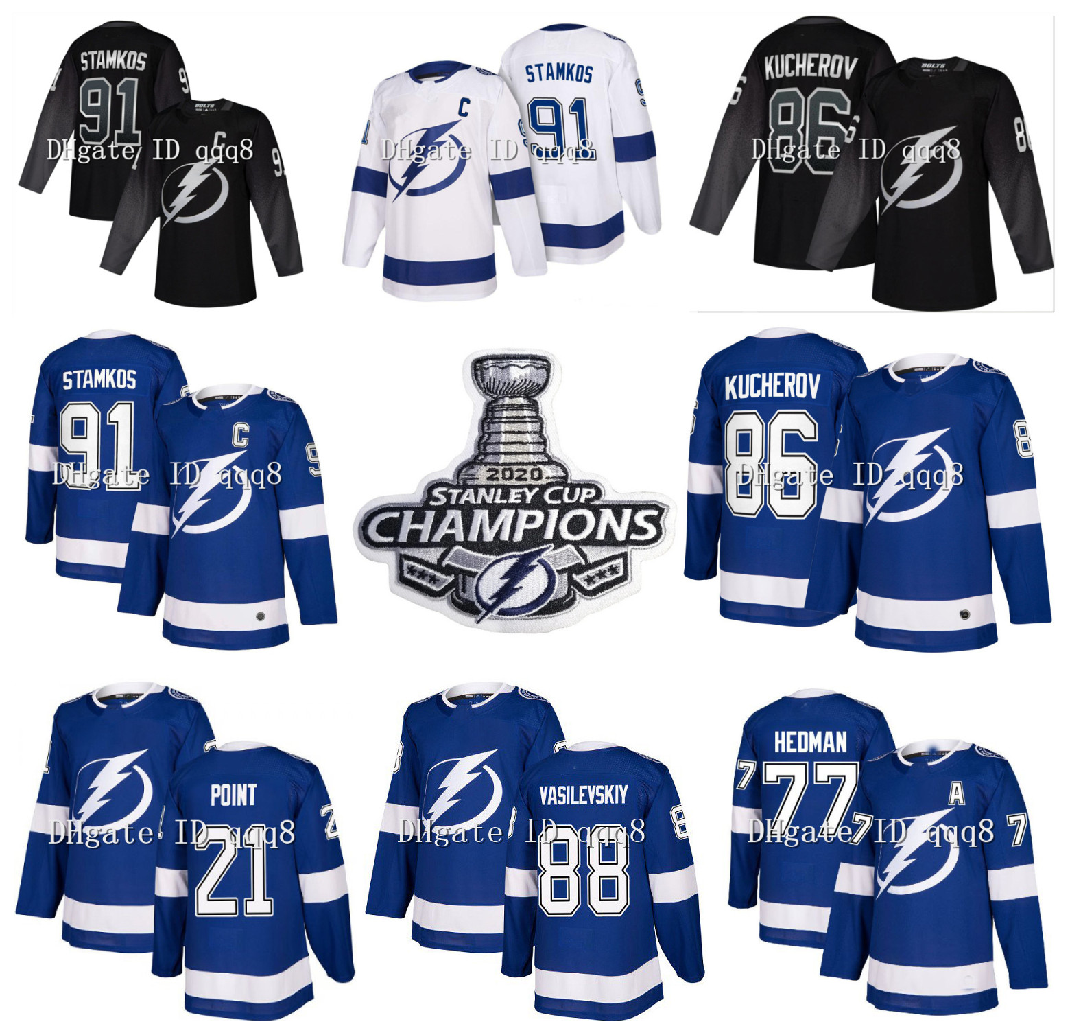 

Tampa Bay Lightning Jersey Steven Stamkos Johnson Point Palat Kucherov Hedman McDonagh Vasilevskiy Hockey 2021 Stanley Cup Champions, Youth's black