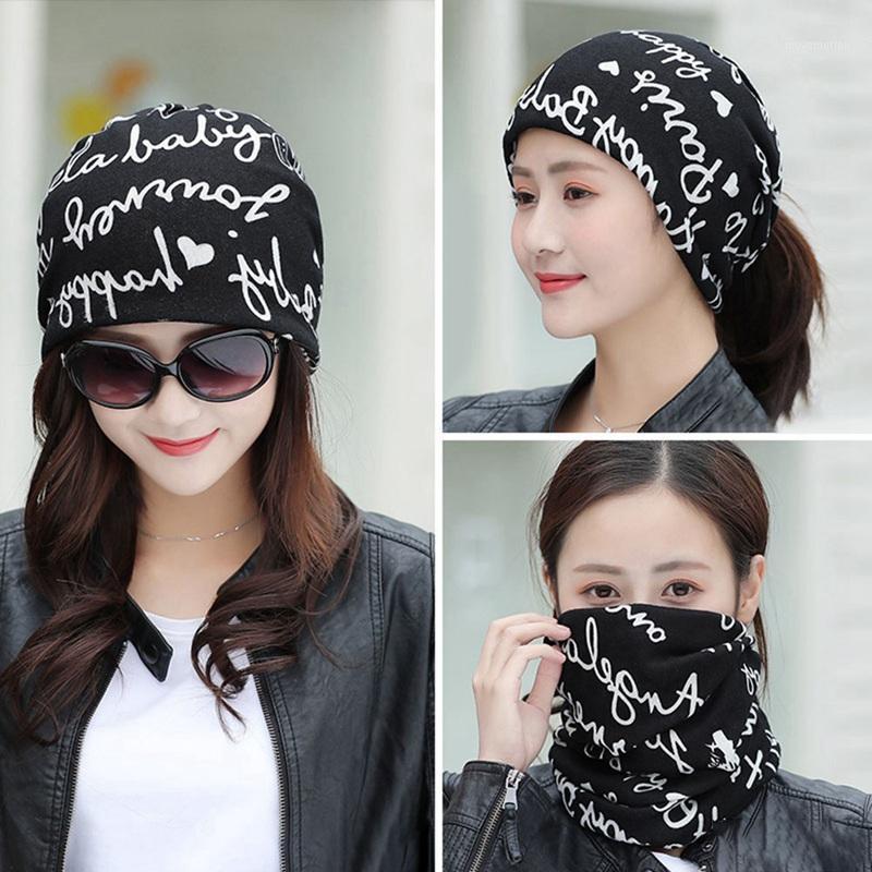 

Women's Warm Autumn Knitting Cotton Letter Style Autumn Hat Ladies Beanie Scarf 2 Use Cap Girls Gorros Women Skullies1, Yw