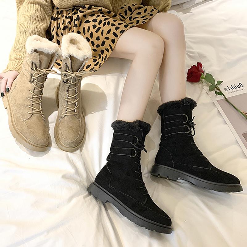 

Women Boots Non-slip Waterproof Winter Ankle Snow Boots Women Platform Winter Shoes with Thick Fur Botas Mujer Thigh High, Beige