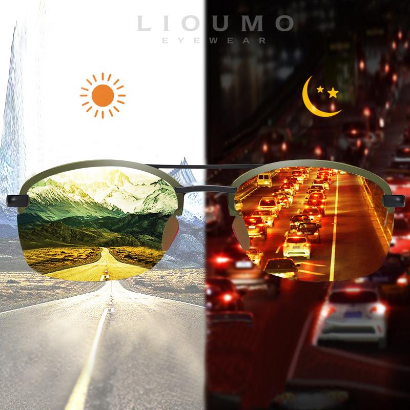 

LIOUMO Brand Design Polarized Sunglasses For Men Photochromic Eyewear Safe Driving Glasses Day Night Vision UV400 lentes hombre