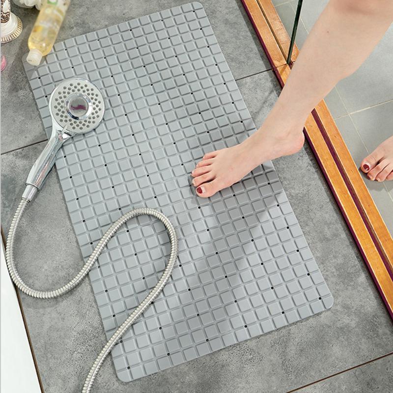 

home modern shower pad draining hole suction grip back non slip eco-friendly bathroom bath mat easy to clean solid toilet soft