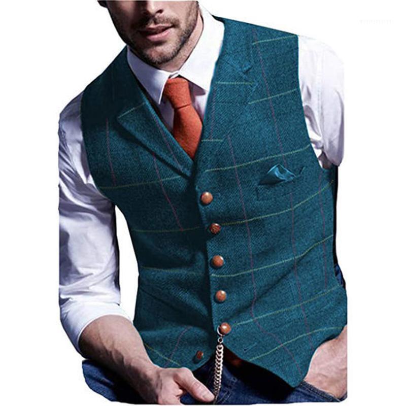

Blue Mens Vest Tweed Waistcoat Notch Lapel Wool Herringbone Vintage Suit Waicoat Lapel Vest1, Brown