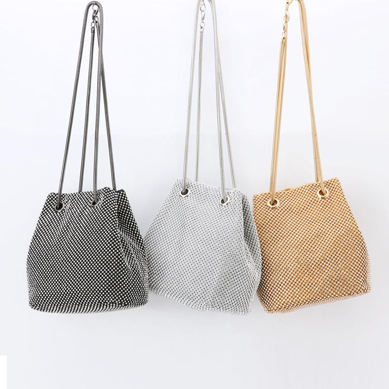 

Bling Rhinestone Crystal Clutch Purse Bucekt Bag Women Evening Bag For Bridesmaid Wedding Party Crossbody, Black