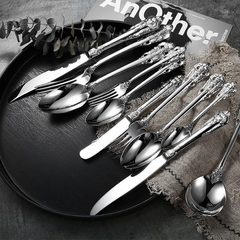 

Western Flatware Dinnerware Main/Dessert 1Pcs Durable Kitchen Accessories 420/304 Stainless Steel Knife/Spoon/Fork Silver1