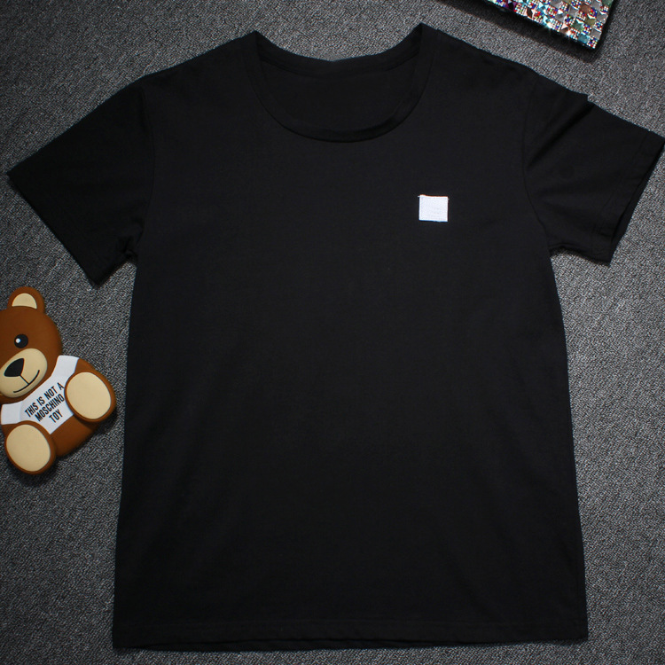 

Studios Spring New Summer AC Style Smile Face T shirt Northern Europe Brand Pure Colour Cotton Short Sleeve T shirts tee ZH1L, White