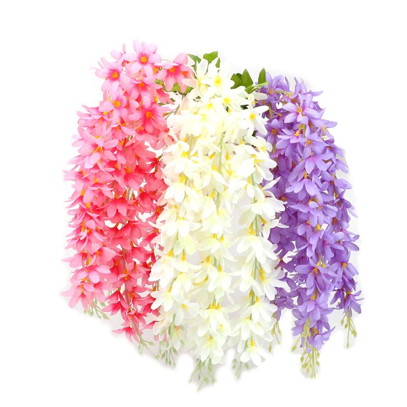 

DIY Home Decoration Wedding Party Decor 5 head/Bunch Artificial Clove Fake Silk Wisteria Hanging Rattan Flower Vines Garland, Pink