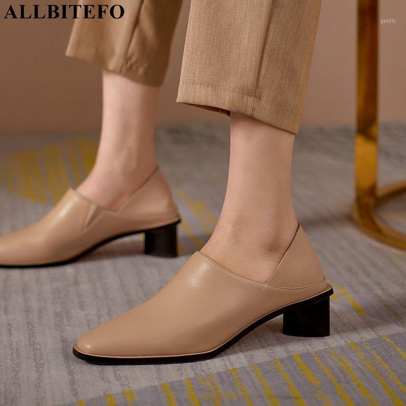

ALLBITEFO size 34-42 comfortable soft genuine leather women high heels walking basic shoes fashion women pumps high heel shoes1, As picture
