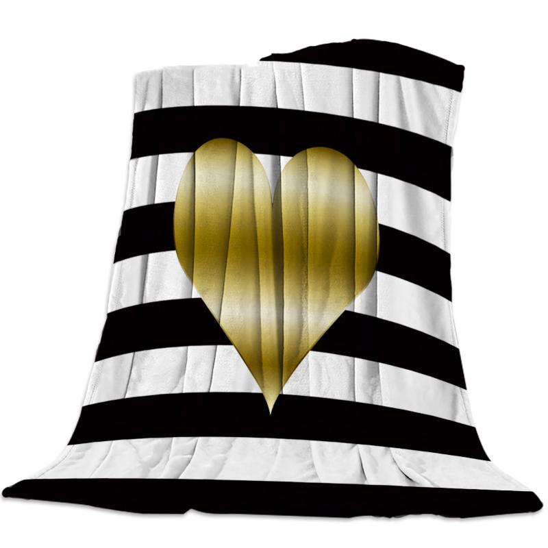 

Valentine's Day Love Golden Stripes Office Sofa Blanket Bedroom Supplies Blanket Bedspread Quilt Boat