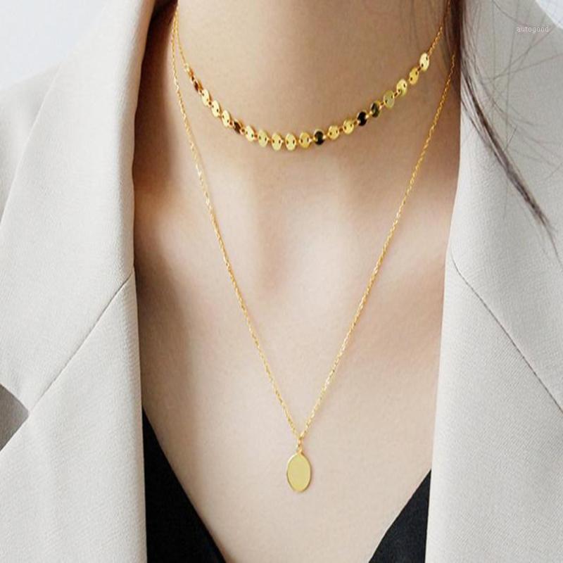 

Chains 2021 Double Layer Handmade Sequin Chain Necklace Bohemian Style Ladies Fashion Clavicle Factory Direct Sales1