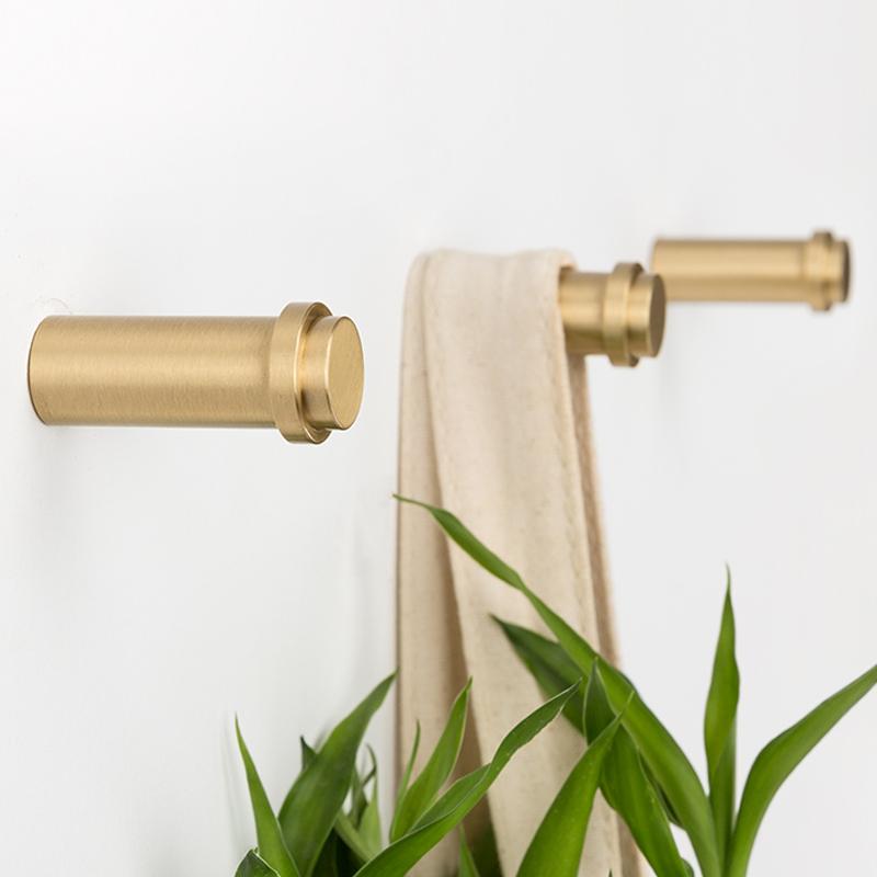

pair GOLD Golden 100% Brass COPPER Nordic Modern Design Wall clothes Robe Hook Coat Racks geometry corridor Hook Rails Decor