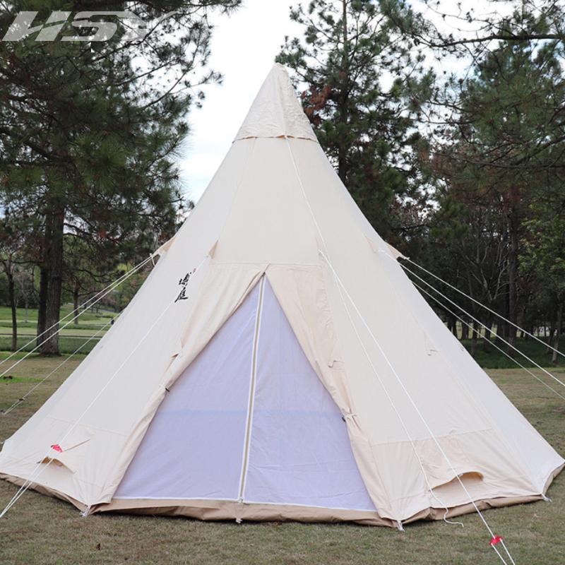 

Cotton pyramid tent family 3-8 people Breathable Waterproof 3000mm Windproof outdoor camping villa tent 5*5*3.5M
